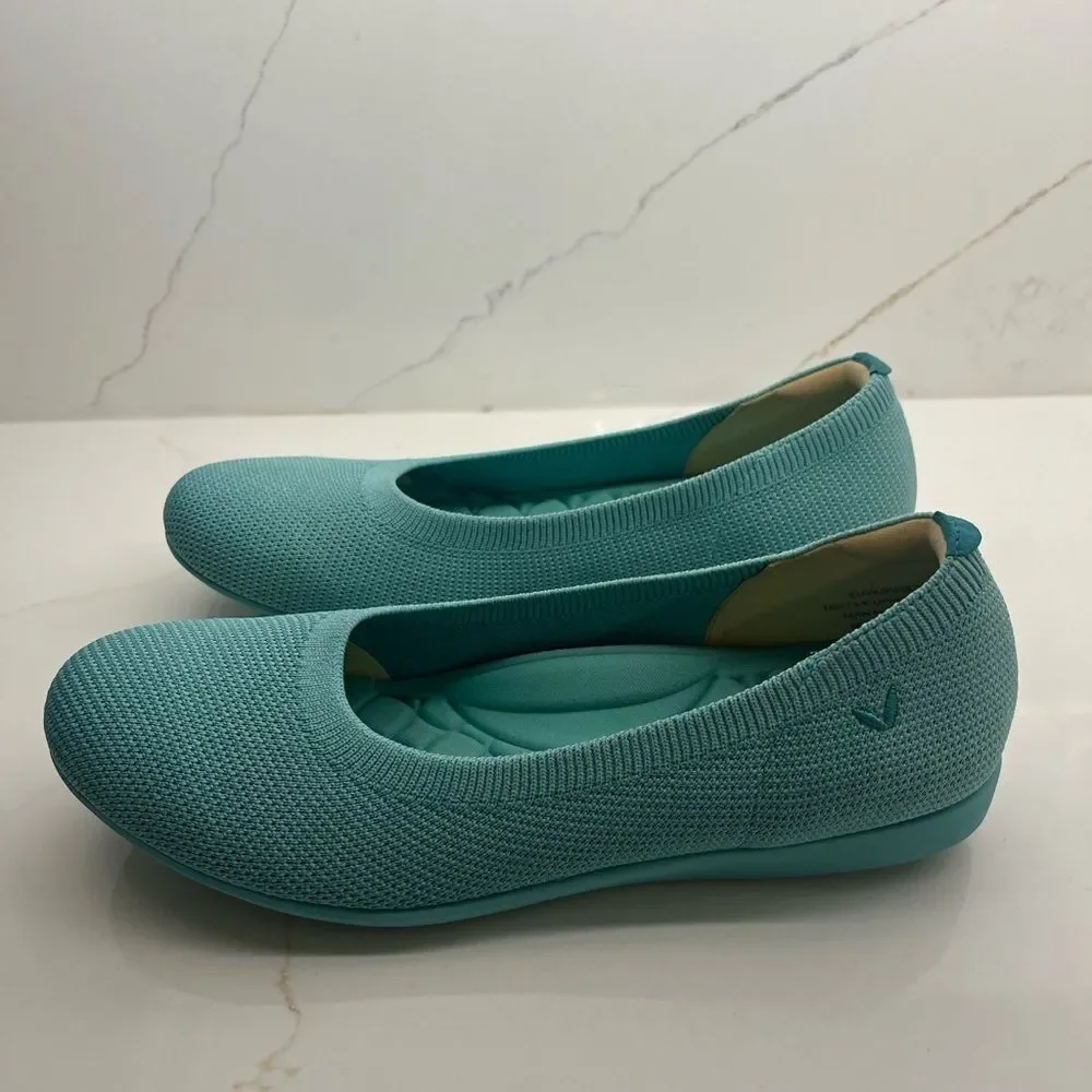 VIVAIA Knit Ballet Flats- Turquoise/Aqua Lightweight Comfort Flats EU39 | US 8.5
